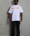 Erkek Baskılı Tişört Kısa Kol Bisiklet Yaka Oversize T-Shirt - Beyaz