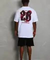 Erkek Baskılı Tişört Kısa Kol Bisiklet Yaka Oversize T-Shirt - Beyaz