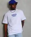Erkek Baskılı Tişört Kısa Kol Bisiklet Yaka Oversize T-Shirt - Beyaz