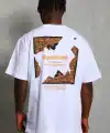 Erkek Baskılı Tişört Kısa Kol Bisiklet Yaka Oversize T-Shirt - Beyaz