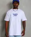 Erkek Baskılı Tişört Kısa Kol Bisiklet Yaka Oversize T-Shirt - Beyaz
