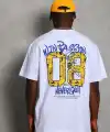 Erkek Baskılı Tişört Kısa Kol Bisiklet Yaka Oversize T-Shirt - Beyaz