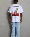 Erkek Baskılı Tişört Kısa Kol Bisiklet Yaka Oversize T-Shirt - Beyaz
