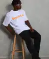 Erkek Baskılı Tişört Kısa Kol Bisiklet Yaka Oversize T-Shirt - Beyaz