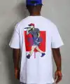 Erkek Baskılı Tişört Kısa Kol Bisiklet Yaka Oversize T-Shirt - Beyaz