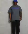 Erkek Baskılı Tişort Kısa Kol Bisiklet Yaka Oversize T-Shirt - Füme