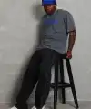 Erkek Baskılı Tişort Kısa Kol Bisiklet Yaka Oversize T-Shirt - Füme