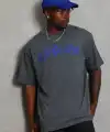 Erkek Baskılı Tişort Kısa Kol Bisiklet Yaka Oversize T-Shirt - Füme