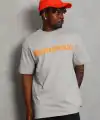 Erkek Baskılı Tişört Kısa Kol Bisiklet Yaka Oversize T-Shirt - Gri
