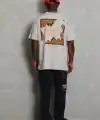 Erkek Baskılı Tişört Kısa Kol Bisiklet Yaka Oversize T-Shirt - Gri