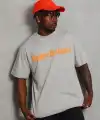 Erkek Baskılı Tişört Kısa Kol Bisiklet Yaka Oversize T-Shirt - Gri