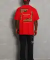 Erkek Baskılı Tişört Kısa Kol Bisiklet Yaka Oversize T-Shirt - Kırmızı