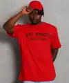 Erkek Baskılı Tişört Kısa Kol Bisiklet Yaka Oversize T-Shirt - Kırmızı