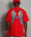 Erkek Baskılı Tişört Kısa Kol Bisiklet Yaka Oversize T-Shirt - Kırmızı