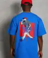 Erkek Baskılı Tişört Kısa Kol Bisiklet Yaka Oversize T-Shirt - Mavi