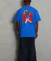 Erkek Baskılı Tişört Kısa Kol Bisiklet Yaka Oversize T-Shirt - Mavi