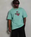 Erkek Baskılı Tişört Kısa Kol Bisiklet Yaka Oversize T-Shirt - Mint Yeşili