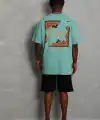 Erkek Baskılı Tişört Kısa Kol Bisiklet Yaka Oversize T-Shirt - Mint Yeşili