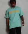 Erkek Baskılı Tişört Kısa Kol Bisiklet Yaka Oversize T-Shirt - Mint Yeşili