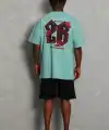 Erkek Baskılı Tişört Kısa Kol Bisiklet Yaka Oversize T-Shirt - Mint Yeşili