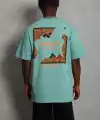 Erkek Baskılı Tişört Kısa Kol Bisiklet Yaka Oversize T-Shirt - Mint Yeşili