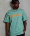 Erkek Baskılı Tişört Kısa Kol Bisiklet Yaka Oversize T-Shirt - Mint Yeşili