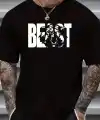Erkek Baskılı Tişört Kısa Kol Bisiklet Yaka Oversize T-Shirt - Siyah