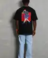 Erkek Baskılı Tişört Kısa Kol Bisiklet Yaka Oversize T-Shirt - - Siyah