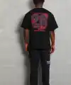 Erkek Baskılı Tişört Kısa Kol Bisiklet Yaka Oversize T-Shirt - Siyah