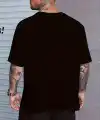 Erkek Baskılı Tişört Kısa Kol Bisiklet Yaka Oversize T-Shirt - Siyah