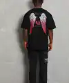 Erkek Baskılı Tişört Kısa Kol Bisiklet Yaka Oversize T-Shirt - Siyah