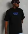 Erkek Baskılı Tişört Kısa Kol Bisiklet Yaka Oversize T-Shirt - - Siyah