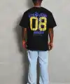 Erkek Baskılı Tişört Kısa Kol Bisiklet Yaka Oversize T-Shirt - Siyah