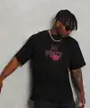 Erkek Baskılı Tişört Kısa Kol Bisiklet Yaka Oversize T-Shirt - Siyah