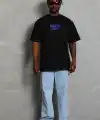 Erkek Baskılı Tişört Kısa Kol Bisiklet Yaka Oversize T-Shirt - - Siyah