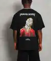 Erkek Baskılı Tişört Kısa Kol Bisiklet Yaka Oversize T-Shirt - Siyah