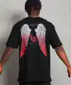 Erkek Baskılı Tişört Kısa Kol Bisiklet Yaka Oversize T-Shirt - Siyah