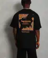 Erkek Baskılı Tişört Kısa Kol Bisiklet Yaka Oversize T-Shirt - Siyah