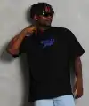 Erkek Baskılı Tişört Kısa Kol Bisiklet Yaka Oversize T-Shirt - - Siyah