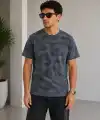 Erkek Batik Desenli Tişört Bisiklet Yaka Kısa Kol Regular Fit T-shirt - Füme