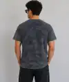 Erkek Batik Desenli Tişört Bisiklet Yaka Kısa Kol Regular Fit T-shirt - Füme