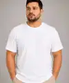 Erkek Battal Big Size Basic Tişört Bisiklet Yaka Rahat Kalıp T-Shirt - Beyaz