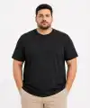 Erkek Battal Big Size Basic Tişört Bisiklet Yaka Rahat Kalıp T-Shirt - Siyah