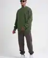 ERKEK Bisikilet Yaka 3 İplik Pamuklu SweatShirt - Haki