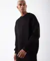 ERKEK Bisikilet Yaka 3 İplik Pamuklu SweatShirt - Siyah