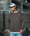 Erkek Bisiklet Yaka 3 iplik Pamuklu Basic SweatShirt  - Antrasit