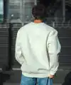 Erkek  Bisiklet Yaka 3 İplik Pamuklu Basic SweatShirt - Beyaz