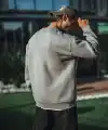 Erkek Bisiklet Yaka 3 İplik pamuklu Basic SweatShirt - Boyalı Gri