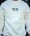 Erkek Bisiklet Yaka 3 İplik pamuklu Baskılı SweatShirt - Beyaz