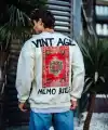 Erkek Bisiklet Yaka 3 İplik pamuklu Baskılı SweatShirt - Beyaz